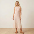Tuckernuck Aime Stripe Pleated Knit Dress in Light Pink Stripe | XS