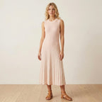 Tuckernuck Aime Stripe Pleated Knit Dress in Light Pink Stripe | XS