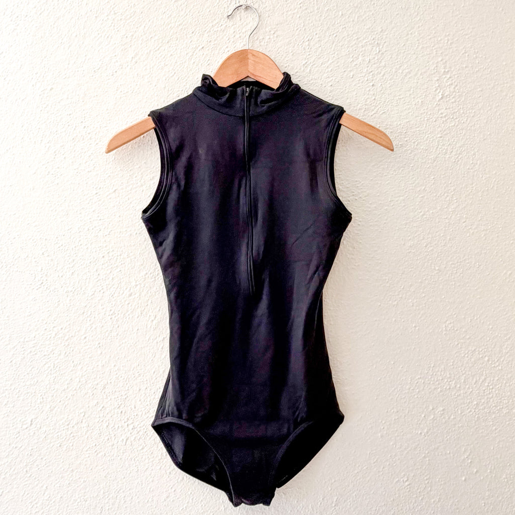 Gaynor Mindon New York Moxie Black Front Zip Ballet Leotard | XS/S
