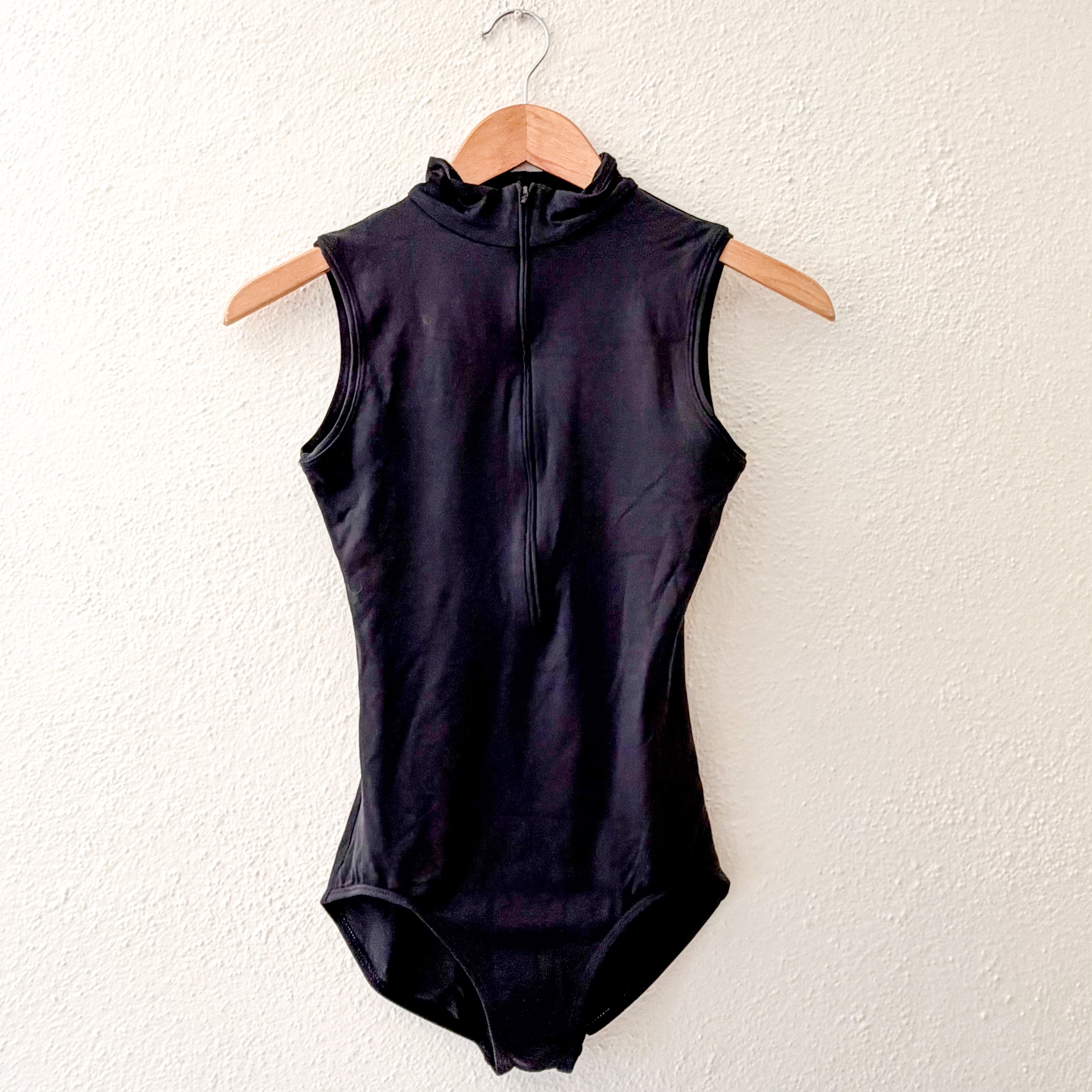 Gaynor Mindon New York Moxie Black Front Zip Ballet Leotard | XS/S