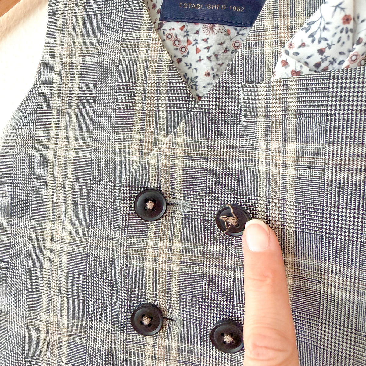 Next Black Taupe Plaid Suit Vest + White Oxford Shirt Set | 9-12m