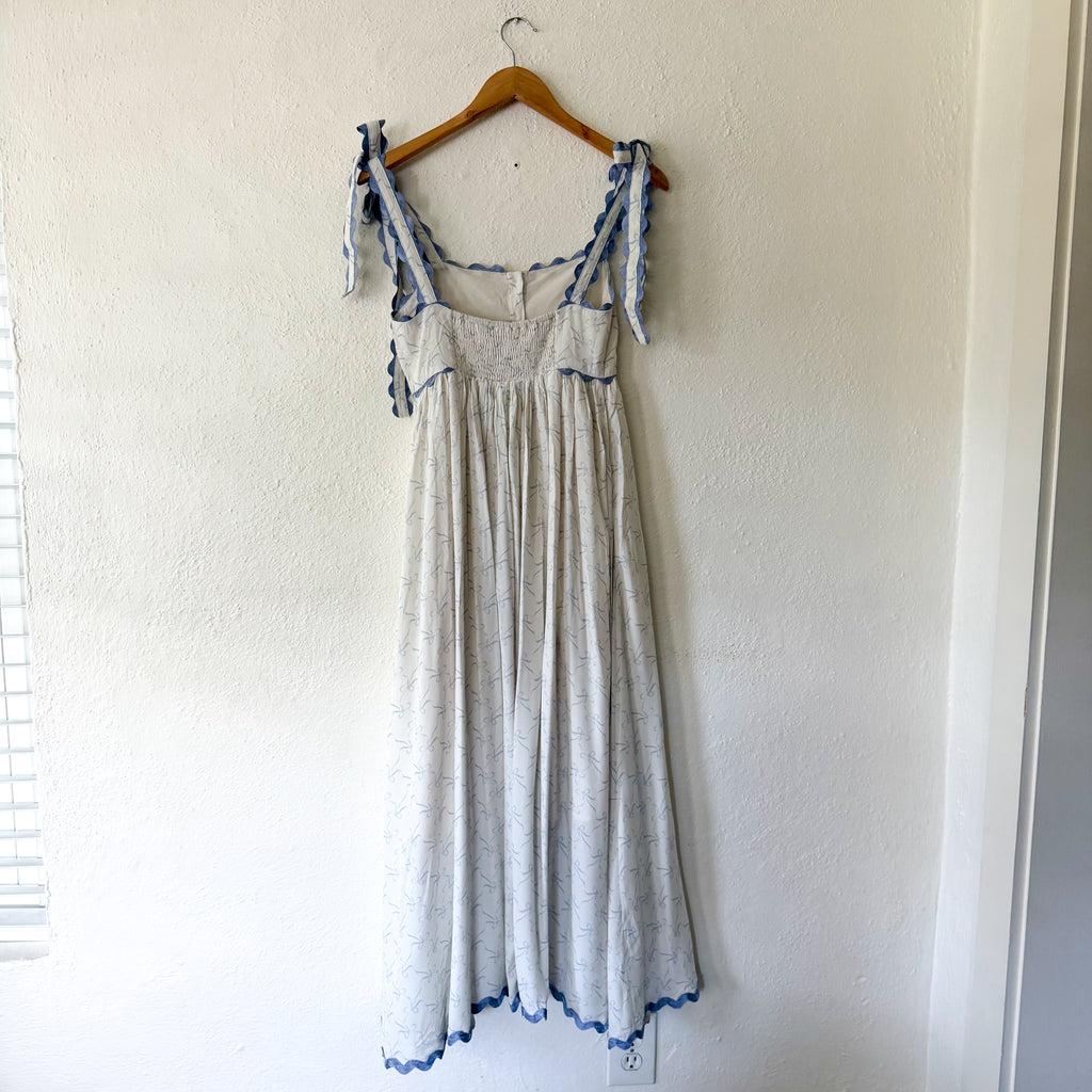 Sofie The Label Blue Bow Ric Rac Midi Maxi Dress | XS