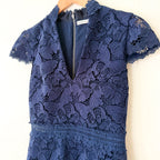 Alice + Olivia Diona Navy Blue Broderie Butterfly Lace Mini Dress | 0
