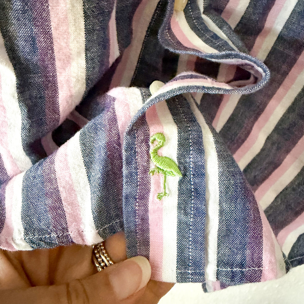Taylorbyrd 100% Cotton Oversized Purple Striped Button Down Shirt | S