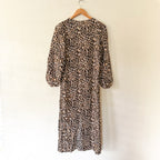 H&M Leopard Print Elbow Sleeve Midi Sheath Dress | XS