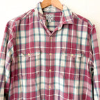 Lucky Brand Plaid Flannel Button Down Shirt Mauve Teal Classic Fit | M