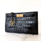 Tory Burch Lee Radziwill Black Croc-Embossed Leather Petite Bag