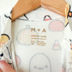 Monica & Andy Halloween Pumpkin Ghosts Organic Fold Over Foot 2-Way Zipper Sleeper | 3-6m