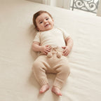 Petit Filippe Tan Knit Pom Pom Drawstring Pull On Pants | 6-9m