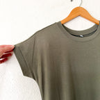 Women's Olive Green Midi Jersey Dress | Small