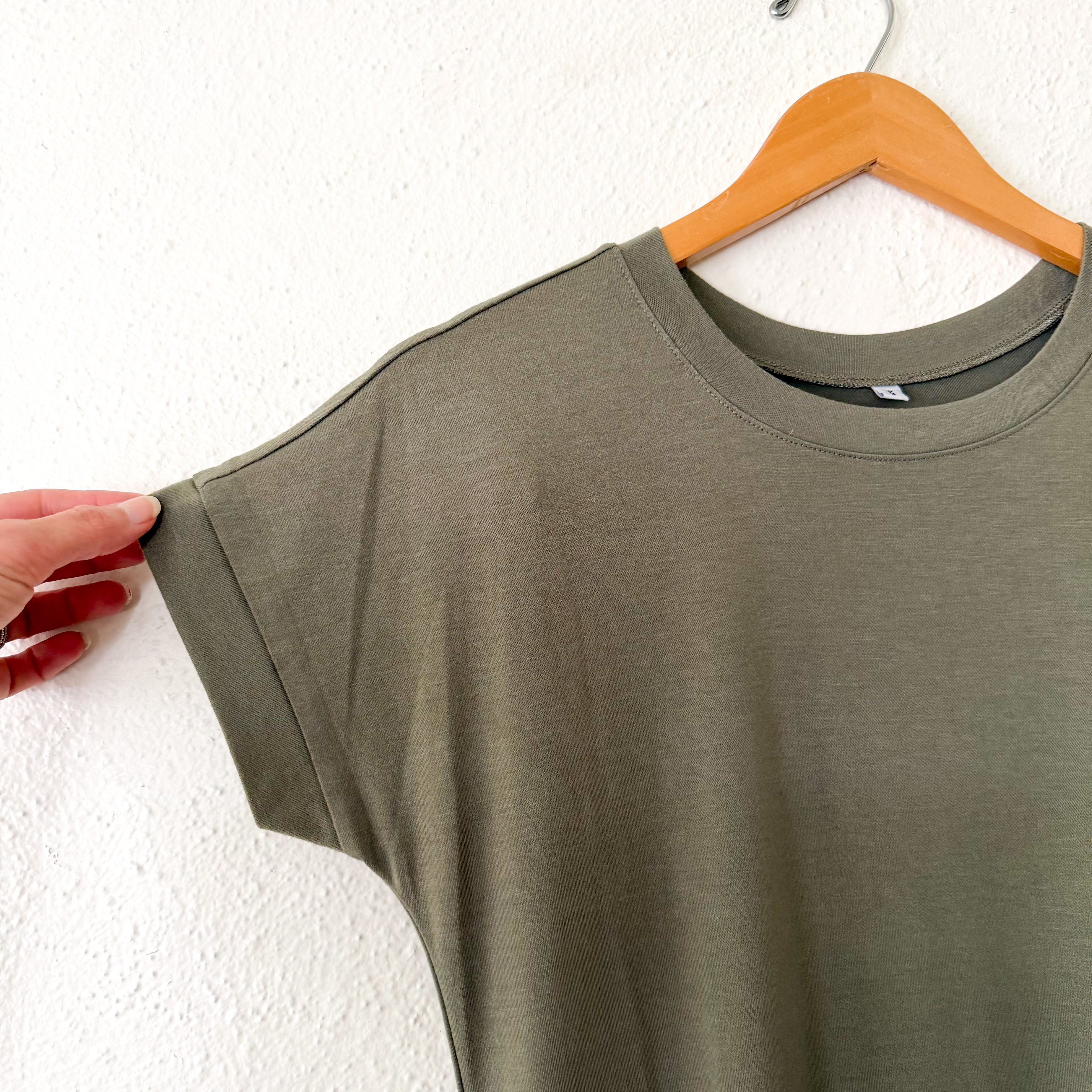 Women's Olive Green Midi Jersey Dress | Small