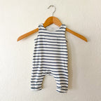 H&M Organic Navy White Stripe Sleeveless Jumpsuit | NB