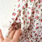 O.P.T. Calypso Cotton Smocked Cream Floral Midi Dress | XS