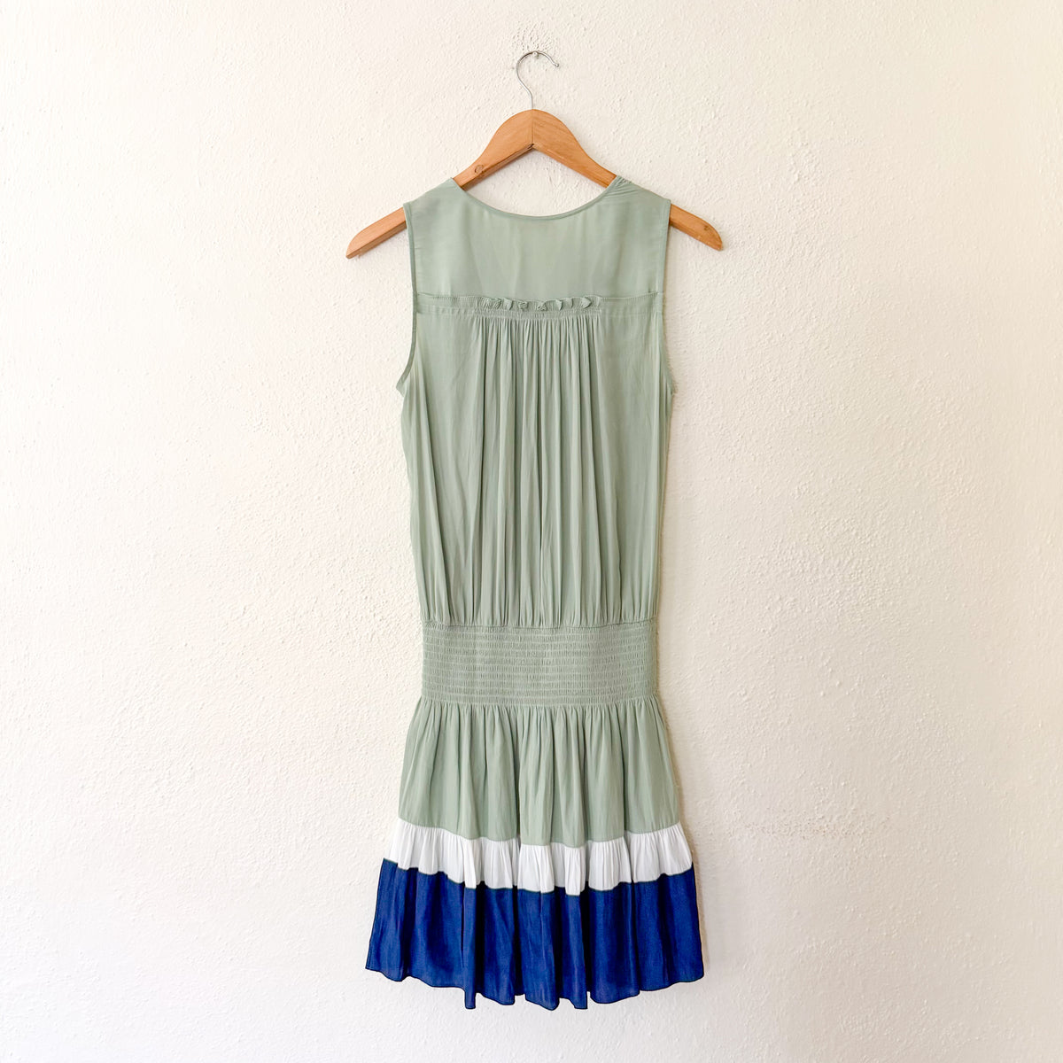 Ramy Brook New York Bambi Sleeveless Greecian Dress in Sage & Navy | XS