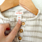 Cat & Jack Tan Cream Stripe Gauze Sleeveless Bubble Romper | 0-3m
