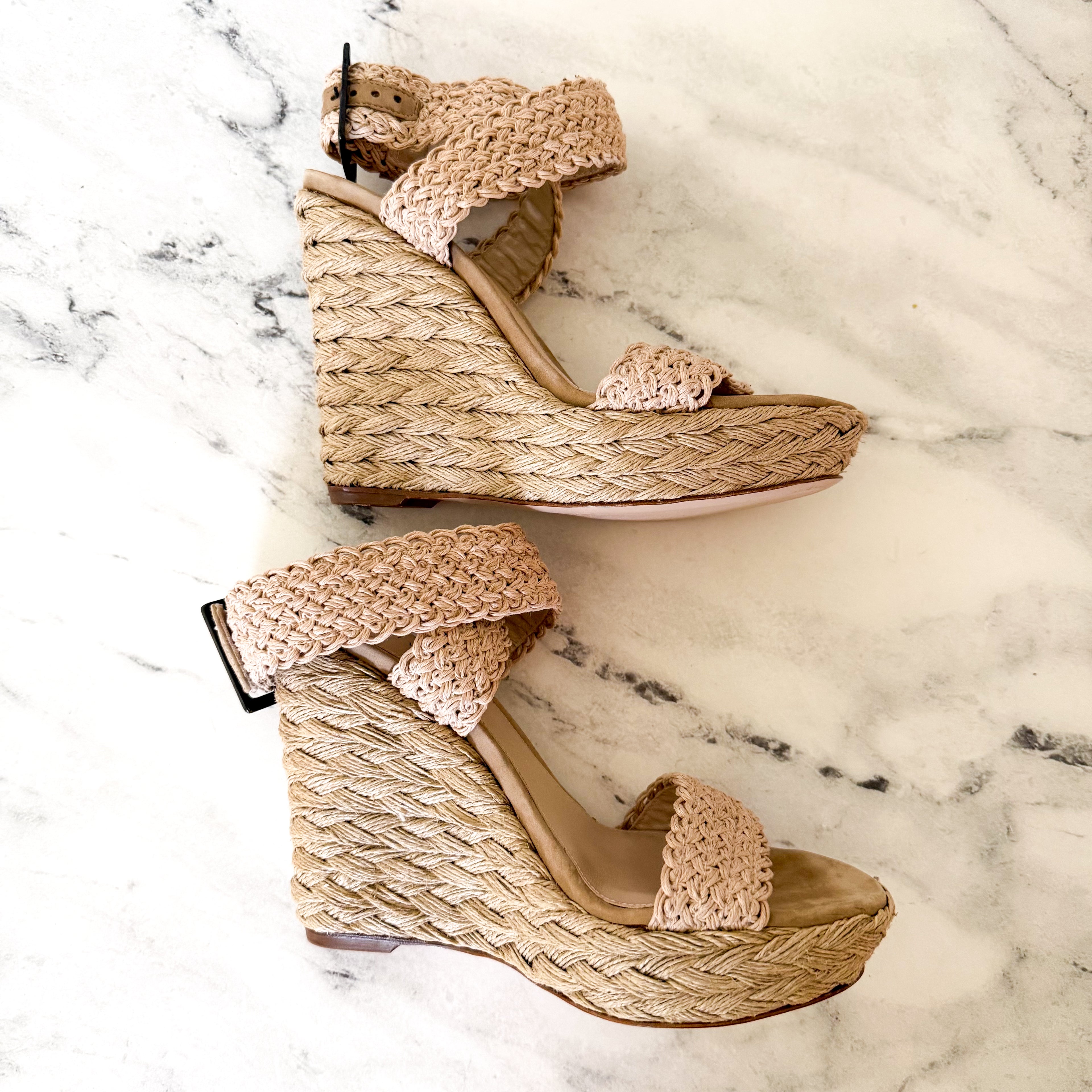 Stuart Weitzman Women's Alexis Braided Espadrille Wedge Sandals in Natural | 6.5
