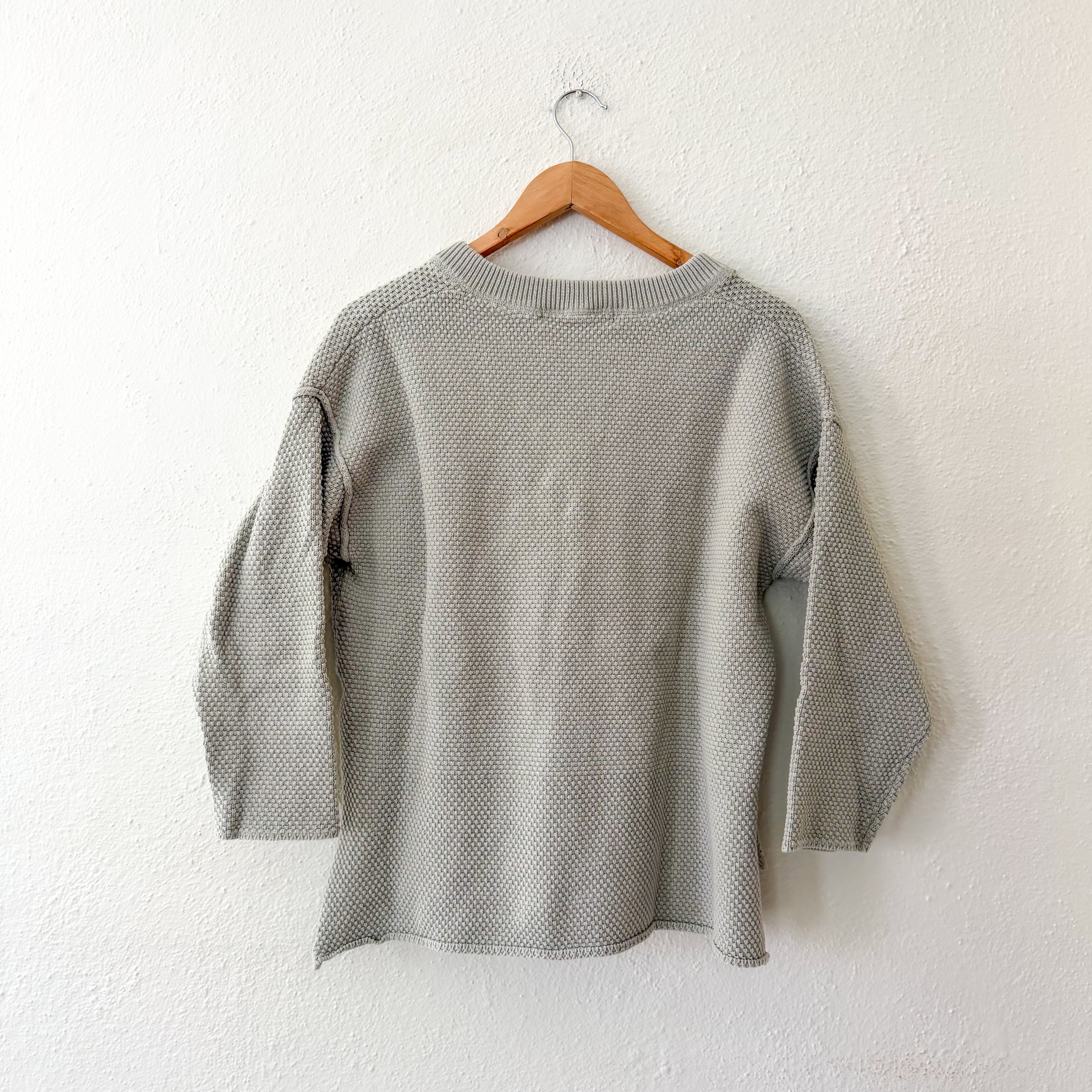 Free People Beach Sage Open Weave Cropped Henley Sweater | XS