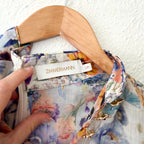 Zimmermann Petite Tama Ramie Pansy Floral Long Sleeve Sheer Blouse | 0P