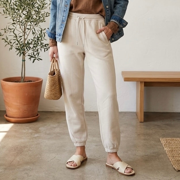 Abercombie & Fitch Sunday Sweatpant Jogger in Cream | XXS