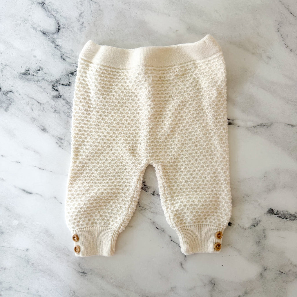 Zara Cream Textured Long Sleeve Sweater + Pants Matching Set | 0-3m