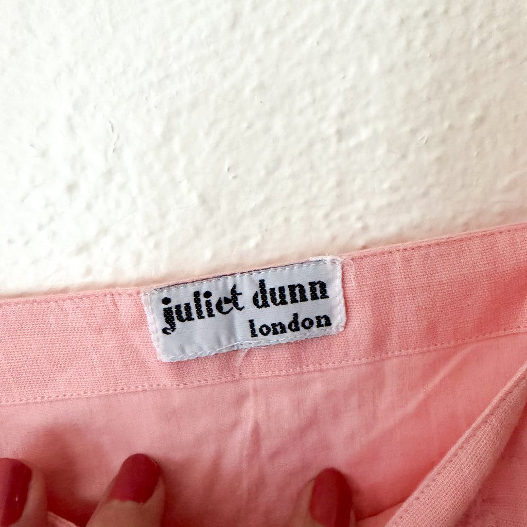Juliet Dunn London Pink Floral Embroidered Cotton Midi Dress | 1