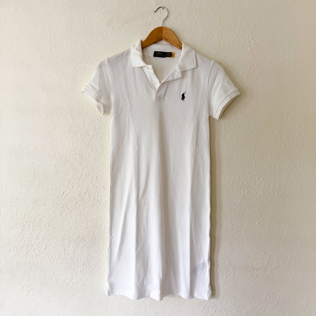 Polo Ralph Lauren White Cotton Mesh Pique Polo Mini Dress | XXS