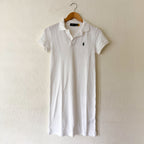 Polo Ralph Lauren White Cotton Mesh Pique Polo Mini Dress | XXS