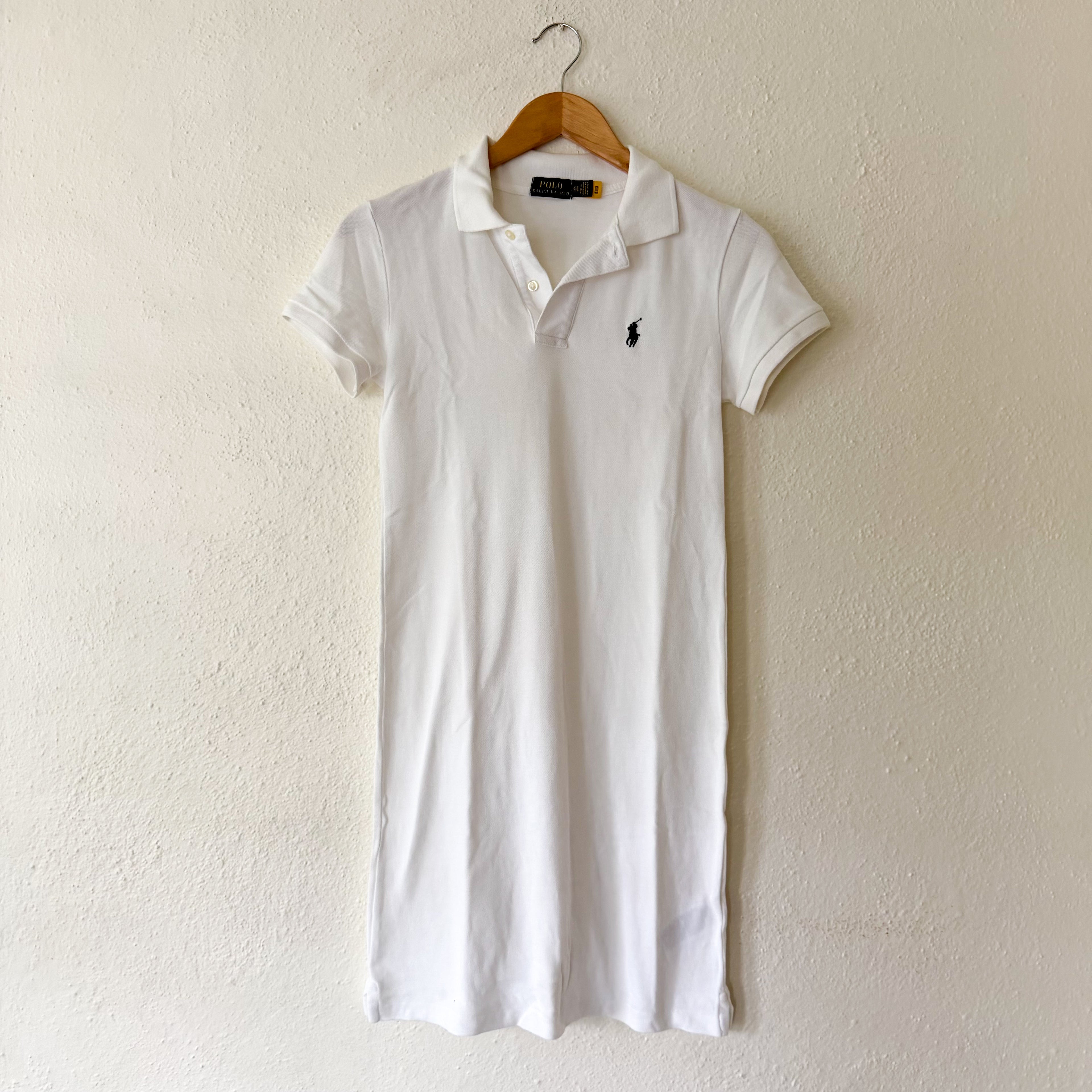 Polo Ralph Lauren White Cotton Mesh Pique Polo Mini Dress | XXS