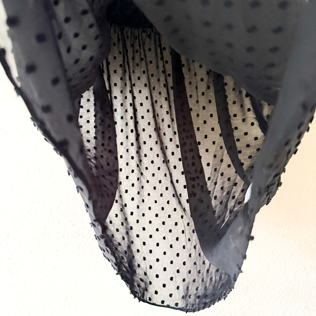 J.Crew Black Swiss Dot Short Sleeve Blouse | XS