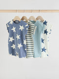 Next Baby Teal Blue Jersey Baby Rompers Multi Pack x4 | 6-9m
