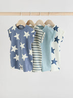 Next Baby Teal Blue Jersey Baby Rompers Multi Pack x4 | 6-9m