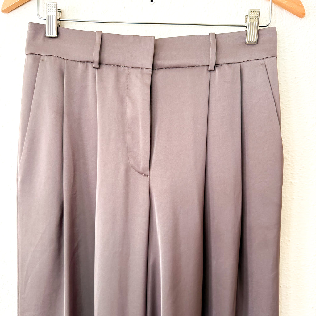 MICHAEL Michael Kors Drapey Satin Wide Leg Pants in Chestnut, sz 0