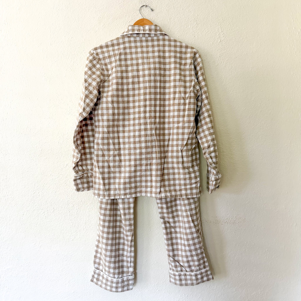 Serena & Lily Belvedere Flannel Pajamas in Doe Beige Gingham | S