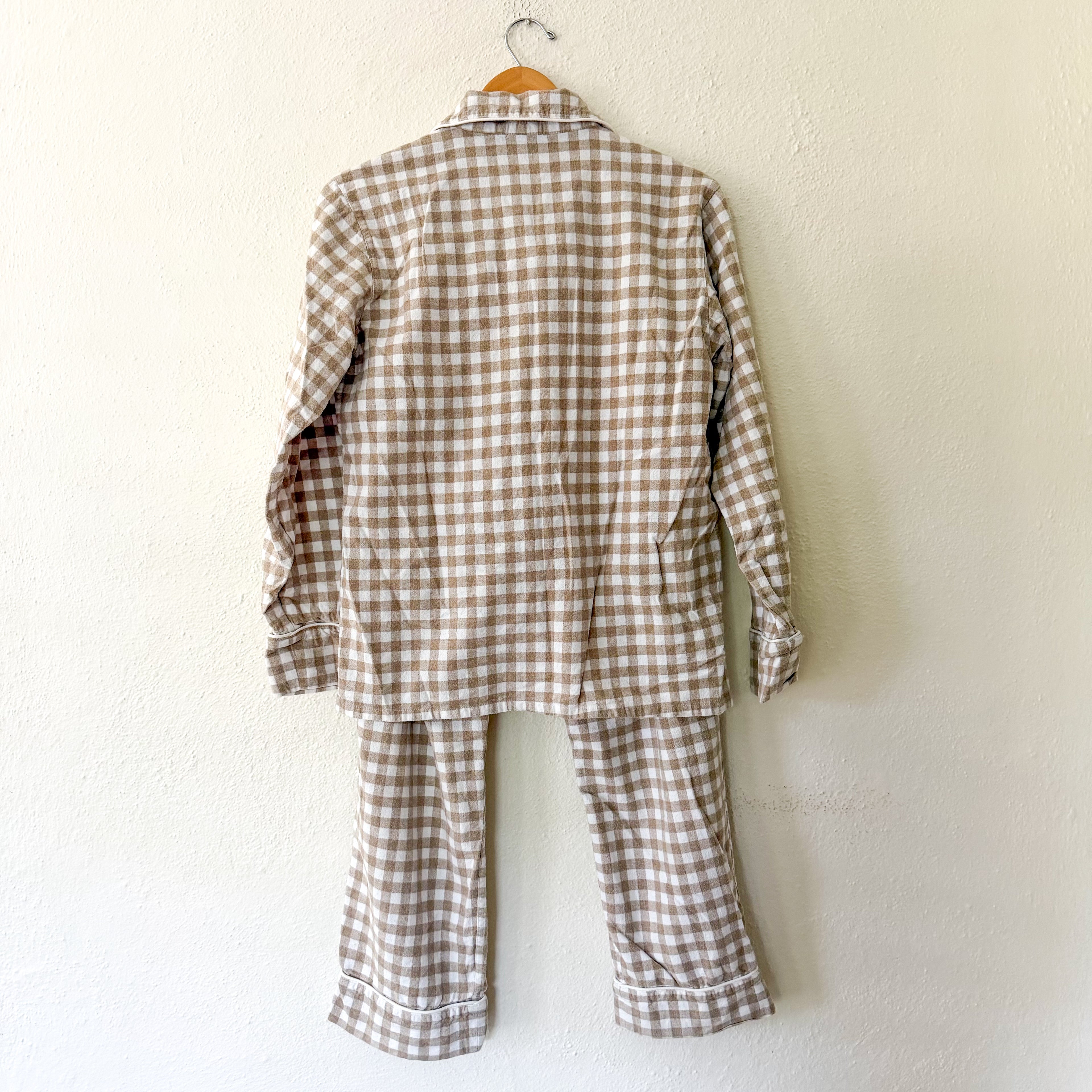 Serena & Lily Belvedere Flannel Pajamas in Doe Beige Gingham | S