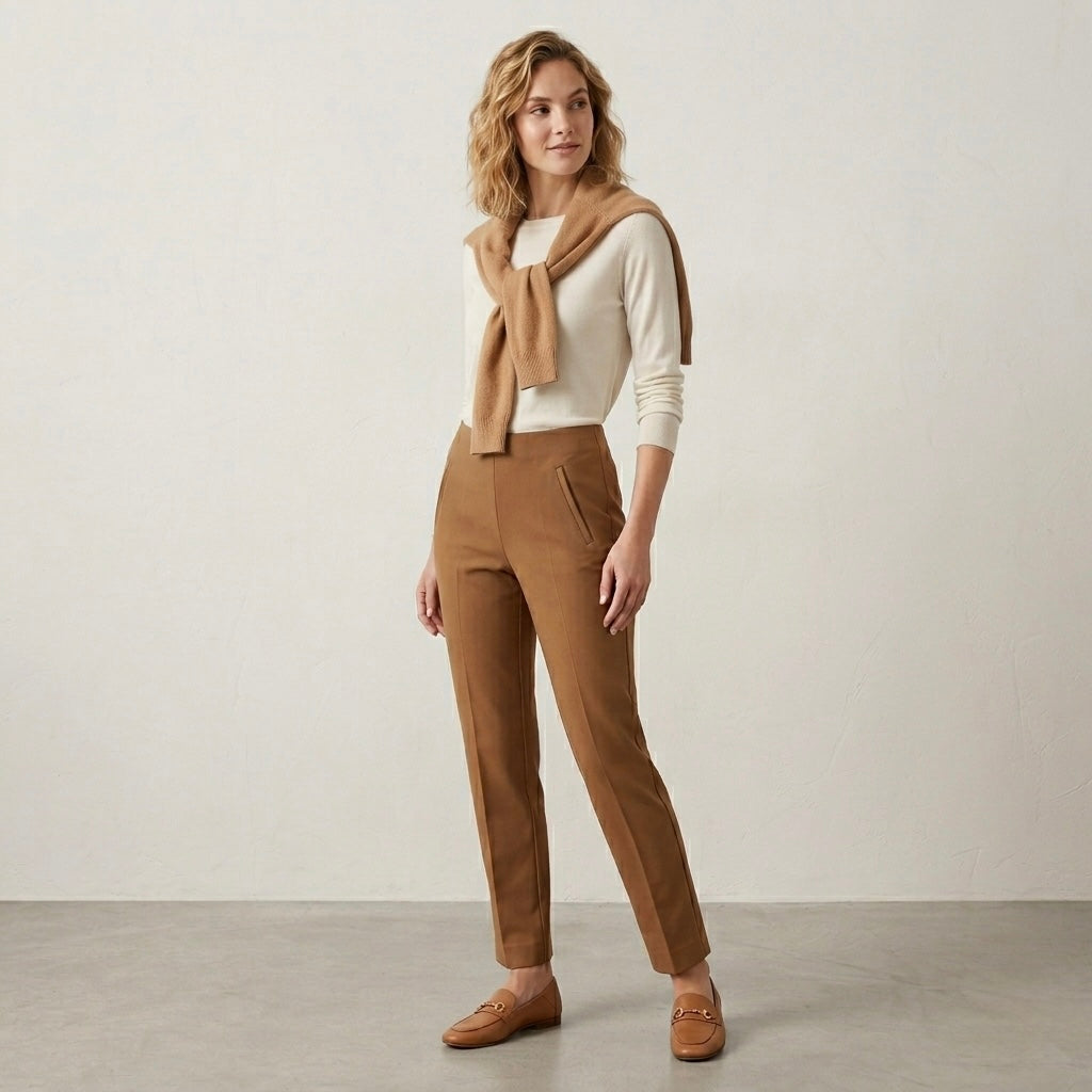Chico's Caramel So Slimming 360 Petite Juliet Trim Detail Ankle Slim Leg Pant | 00P