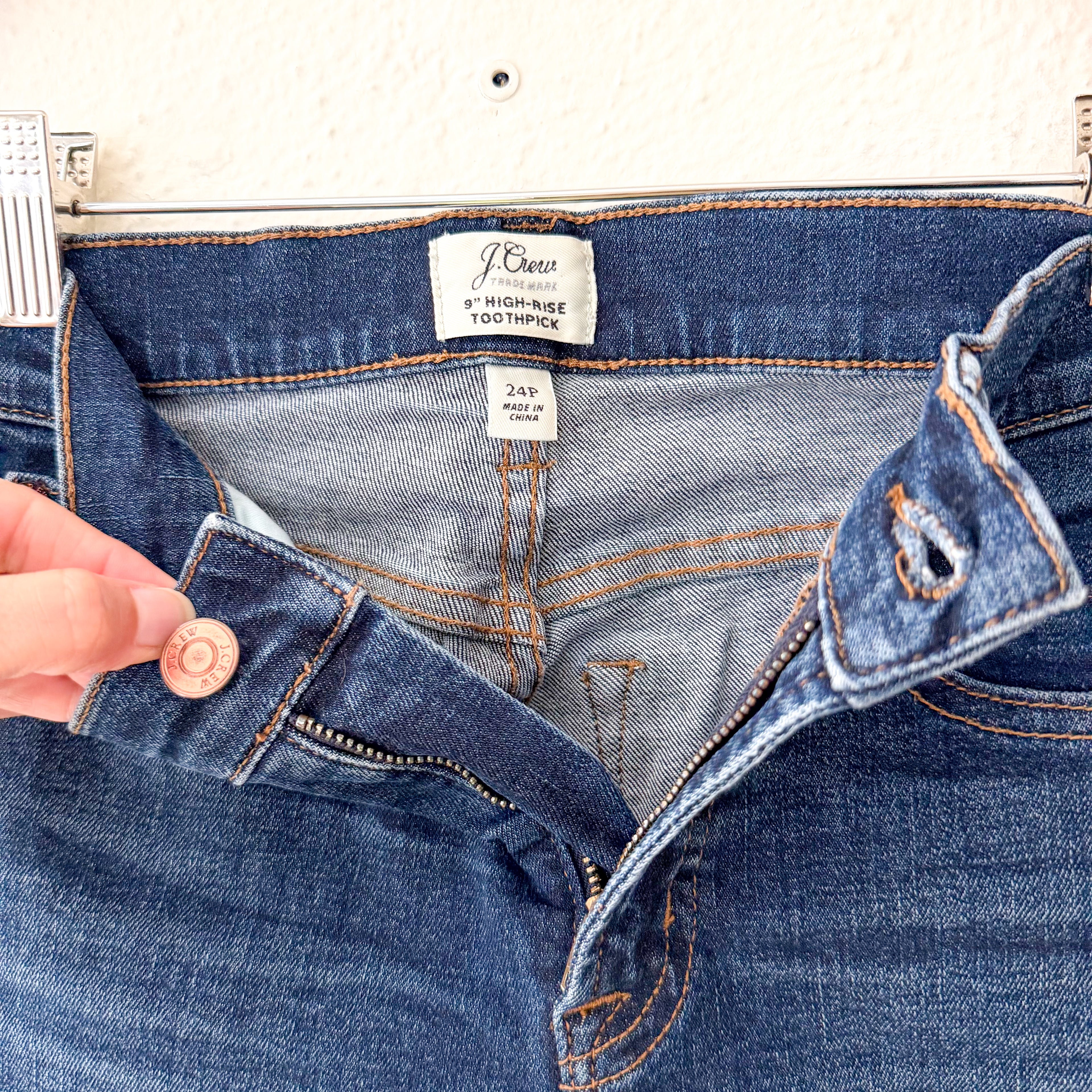 J.Crew 9" High-Rise Dark Wash Toothpick Skinny Denim | 24P