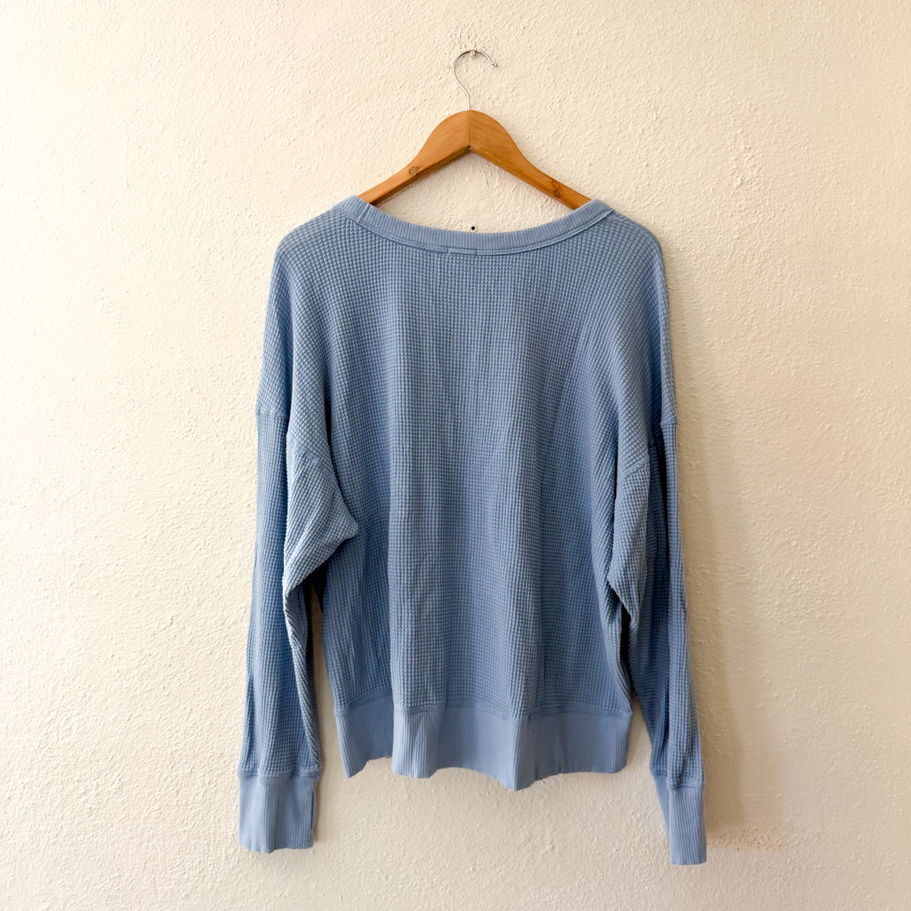 Aerie Offline Oversized Waffle Long Sleeve Shirt with Thumbholes in Cornflower Blue | M