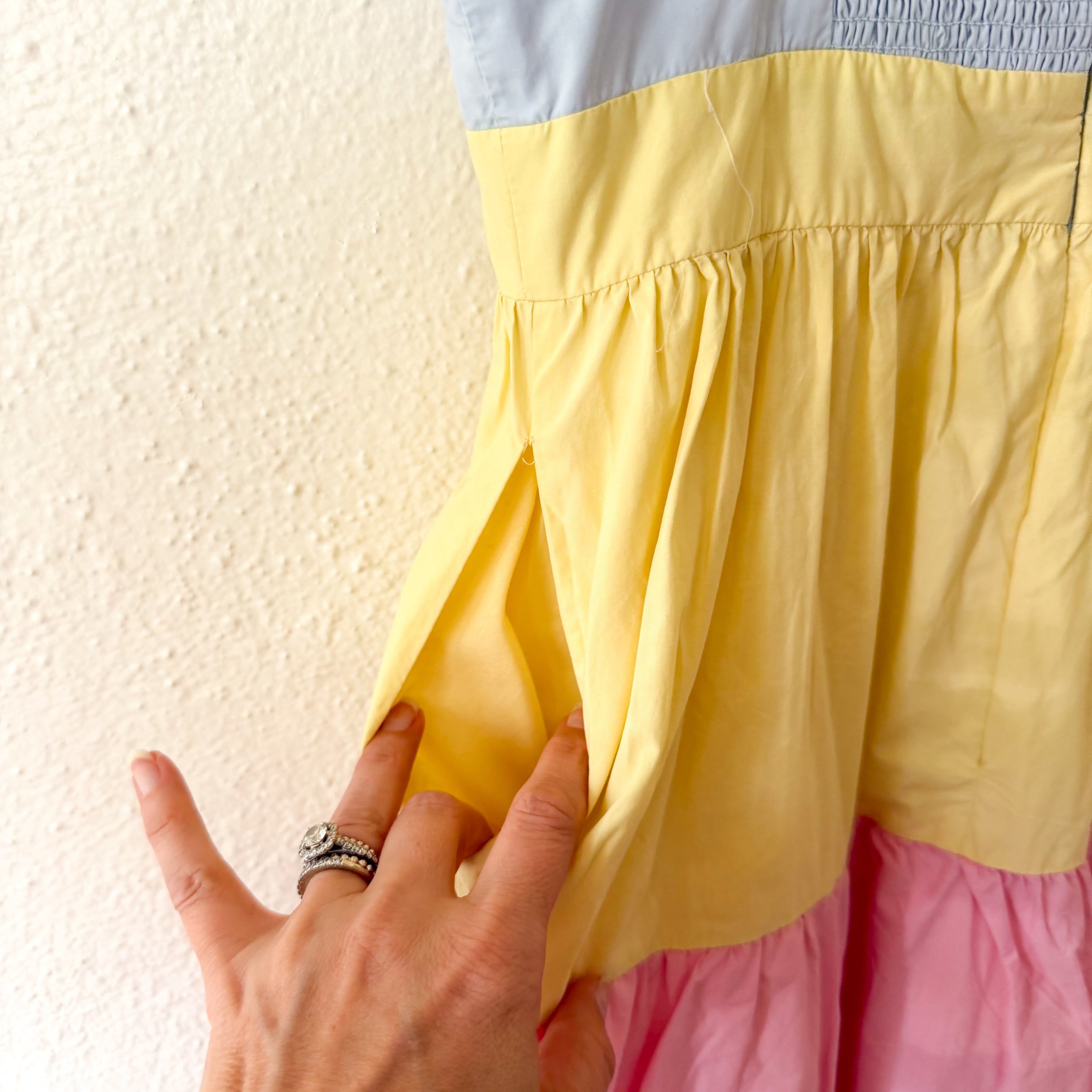English Factory Pastel Colorblock Tiered Maxi Dress | S