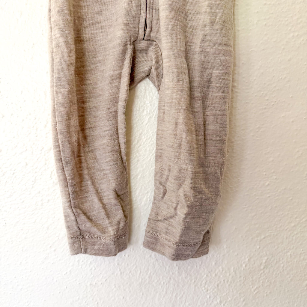 H&M 100% Washable Wool Beige Melange Long Sleeve Zipper Jumpsuit | 9-12m