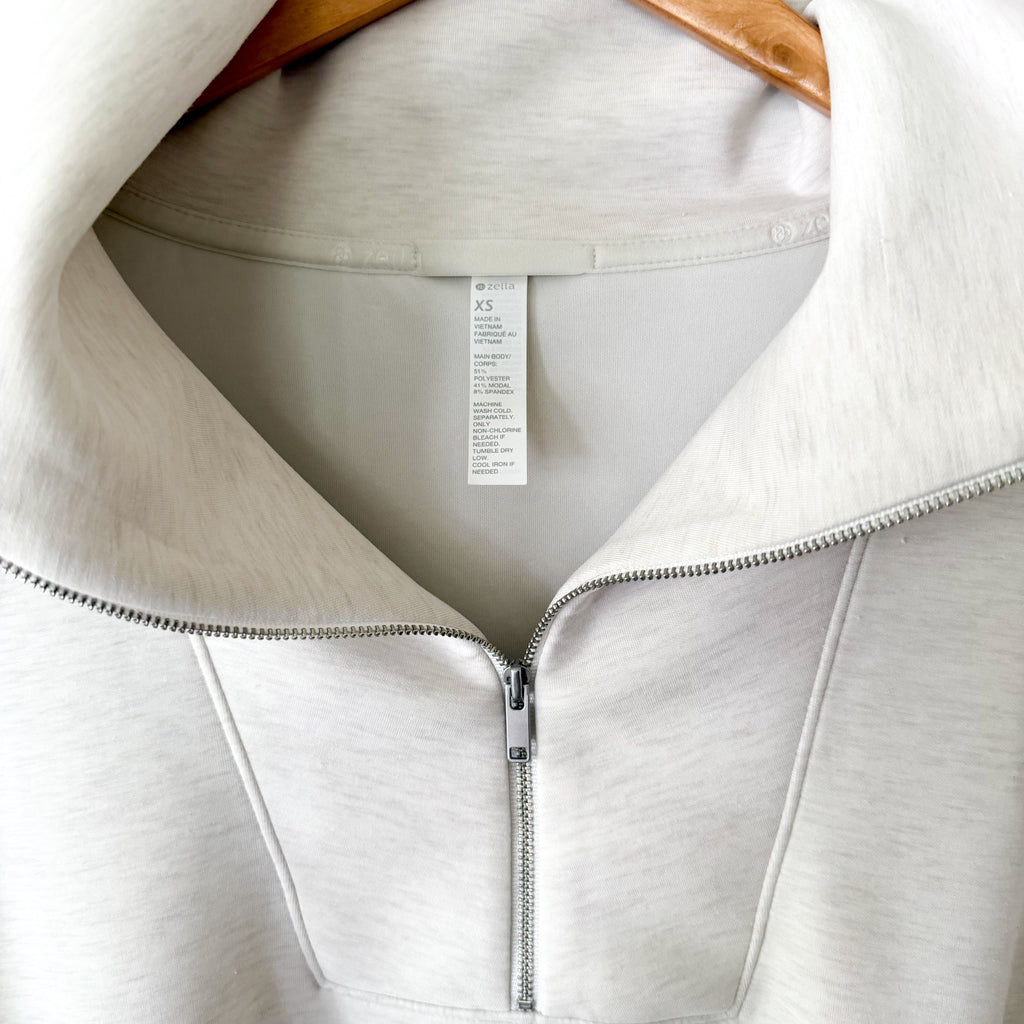 Zella Ultra Soft Half Zip Pullover in Beige Ivory Heather | XS