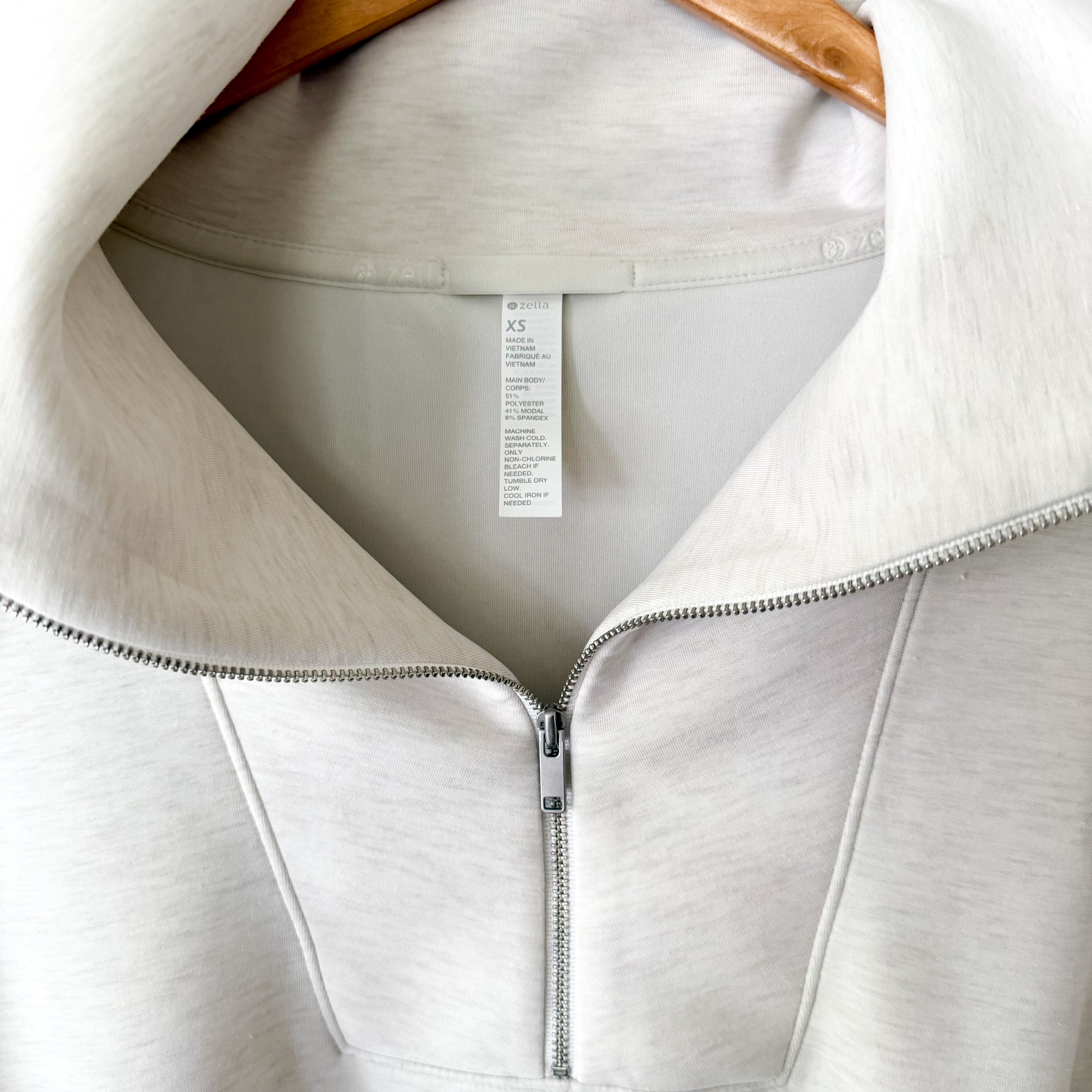 Zella Ultra Soft Half Zip Pullover in Beige Ivory Heather | XS