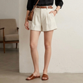 NA-KD Tweed Mid-Rise Pleat Detail Shorts in White | 34/2