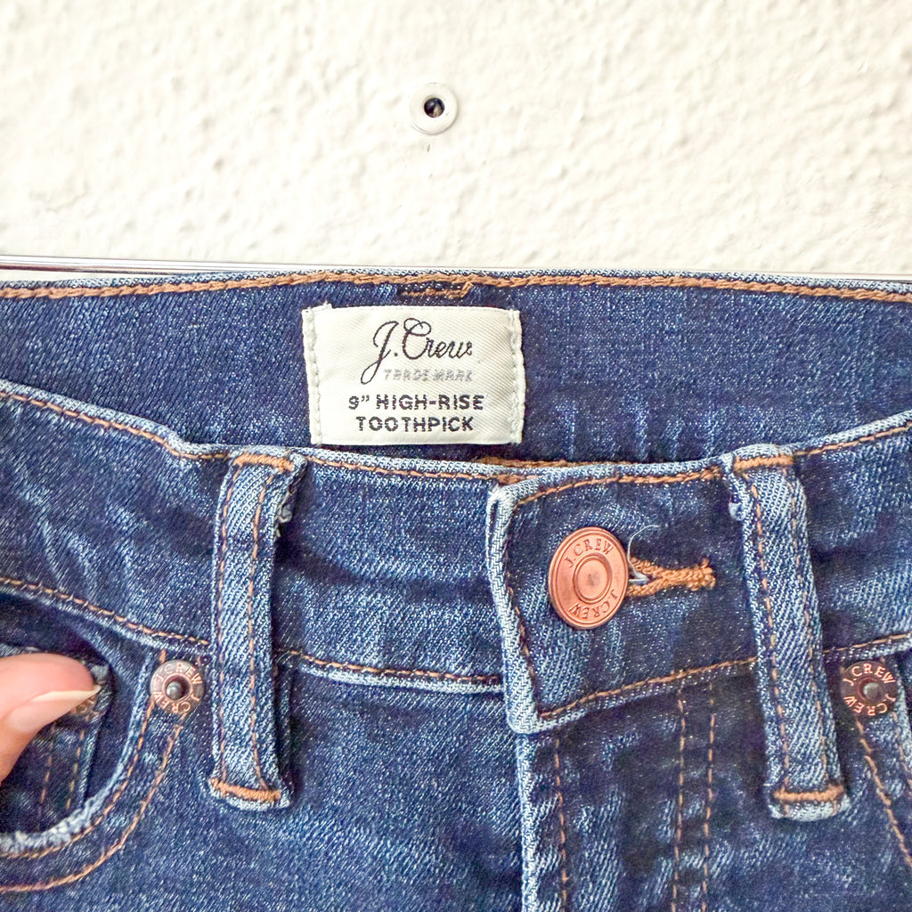 J.Crew 9" High-Rise Dark Wash Toothpick Skinny Denim | 24P