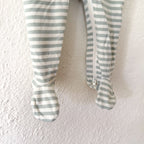 Quincy Mae Dusty Sage Cream Stripe 2-Way Zipper Footed Sleeper | 0-3m