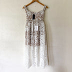 Self-Portrait White Diamante Rhinestone Embellished Lace Midi Dress | 0