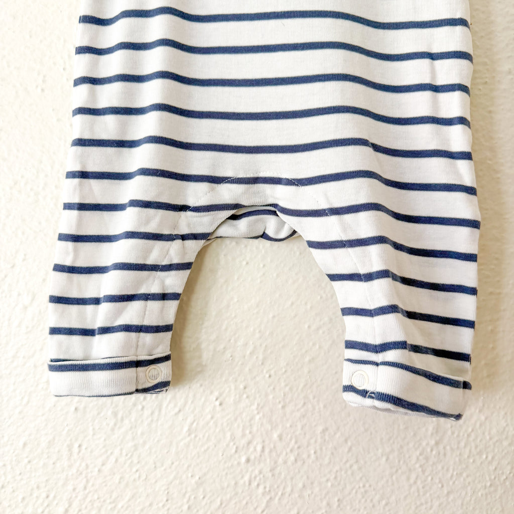H&M Organic Navy White Stripe Sleeveless Jumpsuit | NB