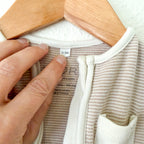 Mori Organic Cotton Brown Stripe Long Sleeve 2-Way Clever Zip Footie Sleeper | 0-3m