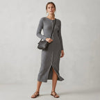 Abercrombie & Fitch Ribbed Wool-Blend Midi Sweater Dress in Dark Grey | XSP