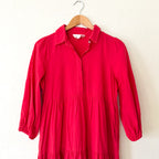 Pommander Place Hibiscus Red Cotton Mabel Tiered Maxi Dress, |XS