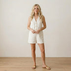 Tuckernuck White Textured Myla Romper | XS